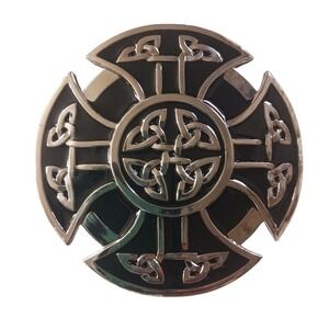Diamond Plate Celtic Knot Cross Metal Belt Buckle NWT Biker Gothic Y2K Revival‎